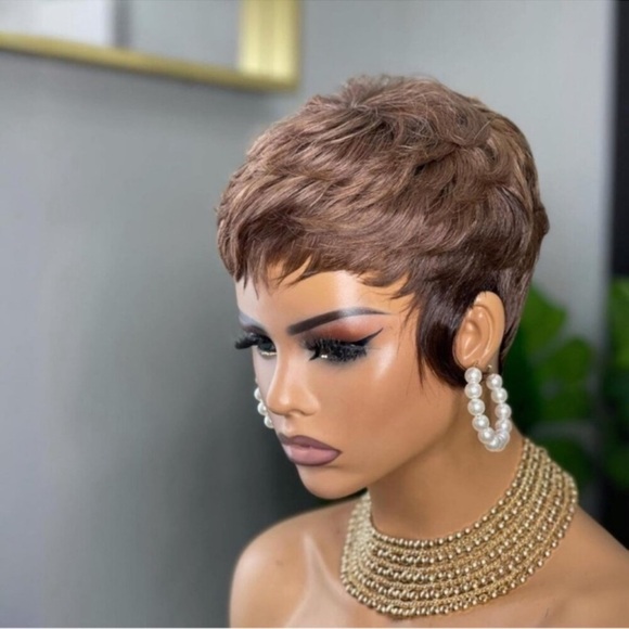 Pixie Cut Wig Human Hair for Black Women Brown Short Wig New main image 5
